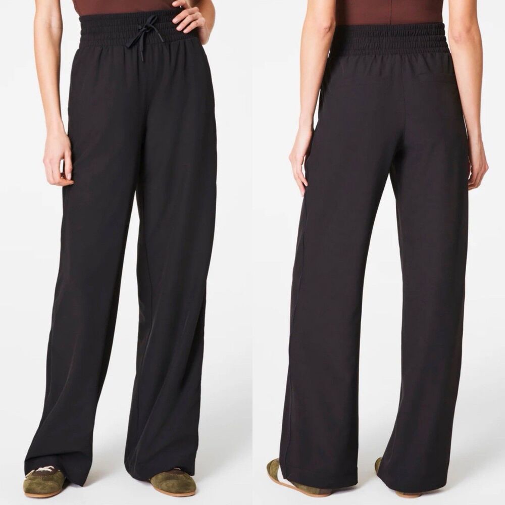 SPANX On The Move Smooth Pants Hi Rise Wide Leg Pants Black Size 1X/1T Versatile